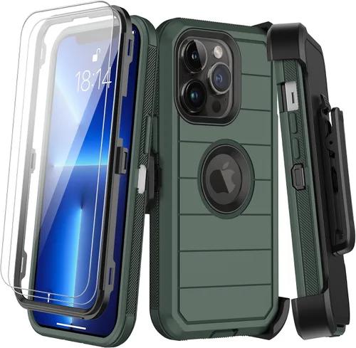 Miniatura 10 de KECAI Funda para iPhone 13 Mini con Protector de Pantalla Integrado, Funda con Clip para Cinturón, Resistente de Servicio Pesado a Prueba de Golpes