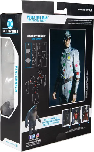 Miniatura 10 de McFarlane Toys DC Multiverse Polka Dot Man (The Suicide Squad) Figura de acción de 7 pulgadas con pieza de tiburón rey Build-A y accesorios