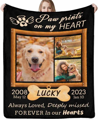 Miniatura 11 de Artsadd Manta de memoria personalizada, regalo personalizado con imagen de perro, manta conmemorativa, regalo de condolencias para amantes