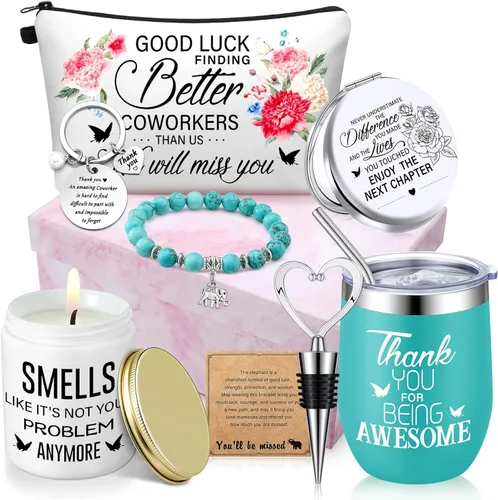 11 unidades, regalos de despedida para compañeros de trabajo, mujeres, cesta de regalo de despedida para mujeres, mujeres, jefas (nuevo trabajo, Azul