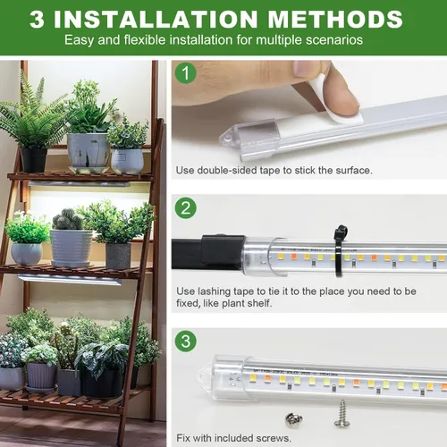 Miniatura 6 de Kullsinss Luces de cultivo para plantas de interior, tiras de luz de crecimiento de plantas de espectro completo de 16 pulgadas con temporizador