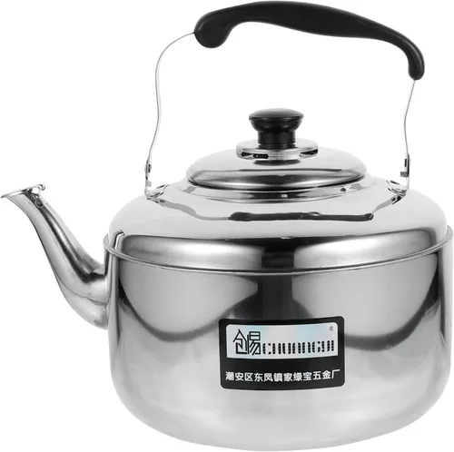 Hemoton Moment - Tetera de acero inoxidable de 6 litros con mango antiquemaduras, distribución uniforme del calor para estufas de gas y eléctricas,