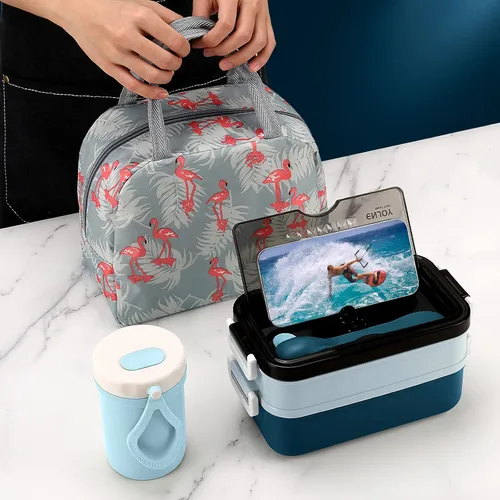 Miniatura 7 de Kit de lonchera Bento para adultos, lonchera portátil para adultos, caja Bento para adultos con bolsa de almuerzo, contenedores de almuerzo Bento