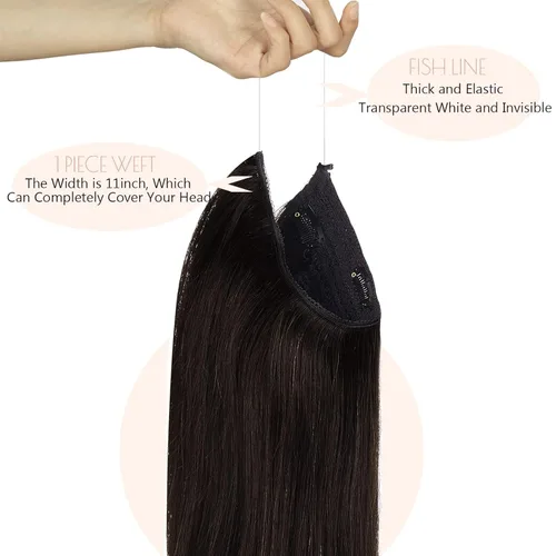 Miniatura 7 de Loxxy Extensiones de cabello con alambre, color negro natural, 14 pulgadas, 2.65 oz, 100% cabello humano real, extensión de cabello invisible