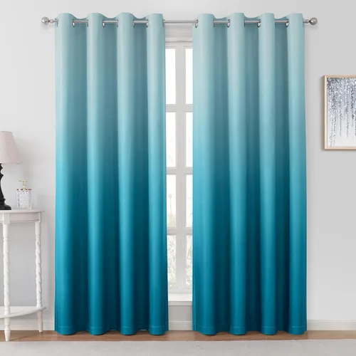Miniatura 22 de HOMEIDEAS Cortinas Blackout Negras Ombré de 52 x 63 Pulgadas de Largo Degradado Oscurecimiento de Habitación Aislamiento Térmico Ahorro de Energía