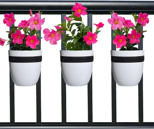 Miniatura 8 de Maceta de barandilla para plantas al aire libre (6 pulgadas, paquete de 3) Maceta colgante para barandillas, postes de valla Maceta de pared