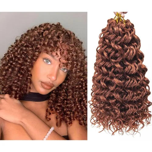 Miniatura 47 de QRHSUKA - Mechones rizados con ganchillo GoGo, cabello ondulado con ganchillo de agua para mujeres, sintético gris, trenzado bohemio, trenza de onda