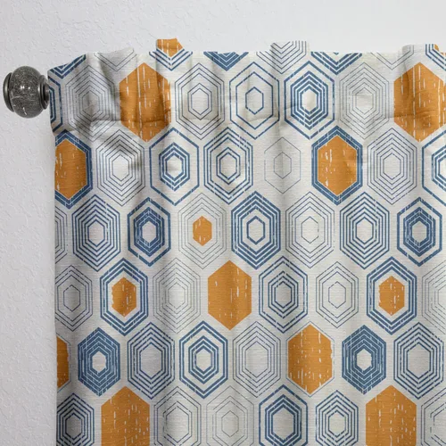 Miniatura 6 de DesignQ Cortinas con patrón hexagonal retro IX para dormitorio, cortinas para sala de estar, cortinas con aislamiento térmico, panel individual, 52