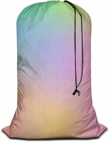 Swono Bolsa de almacenamiento de tela Oxford extragrande con cierre de cordón, diseño de arcoíris de acuarela, diseño de nubes, hermoso color