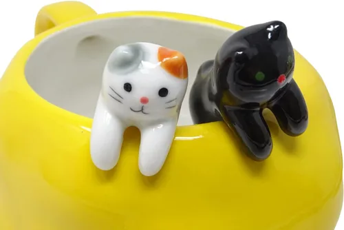 Miniatura 4 de Honbay 2 cucharas de cerámica para gatos, para colgar té y café, color negro