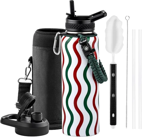 Miniatura 20 de RAYMYLO Botella de agua aislada de 24 onzas, de acero inoxidable con triple pared al vacío (fría durante 48 horas, caliente durante 24 horas), a