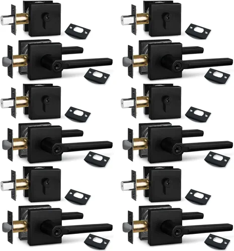 Miniatura 59 de NEWBANG Palanca de puerta de cama/baño para privacidad Baño e interior Manija de cerradura de puerta en negro mate envejecido, HD1601-DB-BK-1P