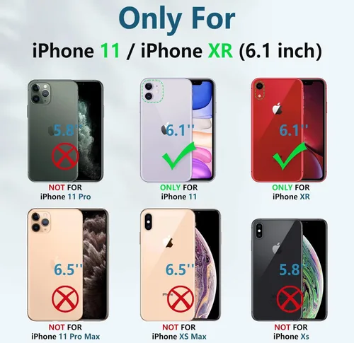 Miniatura 2 de FNTCASE Funda para iPhone 11: funda para iPhone XR [protector de pantalla y soporte integrados] [protección contra caídas de grado militar] Negro