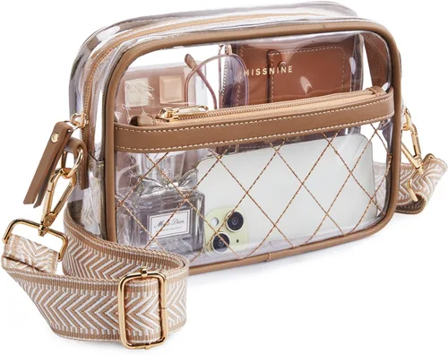 Miniatura 11 de Missnine Bolsa transparente para eventos de estadio, bolsa transparente acolchada para mujeres aprobada para estadio, bolsa cruzada de PVC