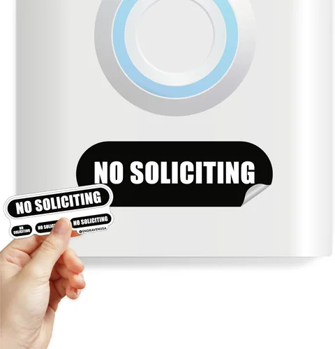 Miniatura 8 de Letrero pequeño de No Soliciting para casa, 9 tamaños pequeños compatibles con la mayoría de timbres de video, calcomanías mate resistentes a