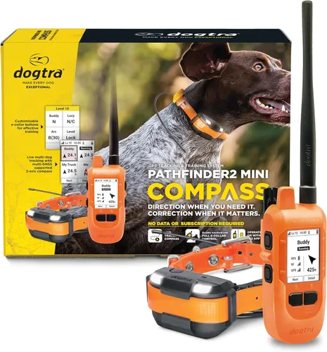 Dogtra PATHFINDER2 MINI Compass Live GPS Dog Tracking & Training System - 4-Mile Range E-Collar Handheld with No Subscription, Offline Maps, GPS