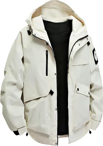 Miniatura 13 de Chaqueta de esquí impermeable para hombre, resistente al viento, abrigo de invierno con forro polar con capucha para escalar y romper el viento