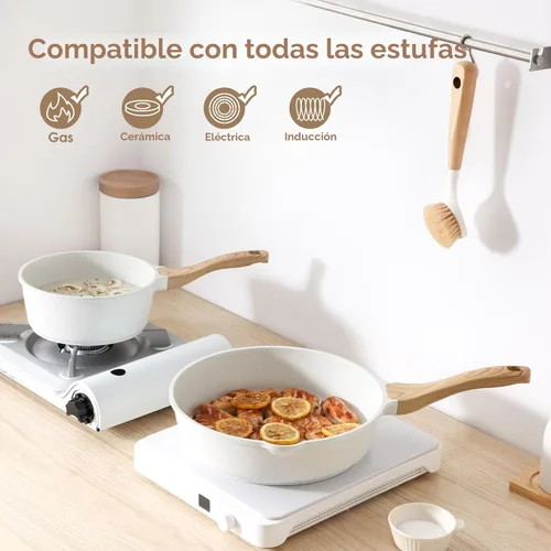 Miniatura 6 de SENSARTE Juego de utensilios de cocina de cerámica antiadherente de 16 piezas, juego de ollas y sartenes saludables, juego de cocina no tóxico