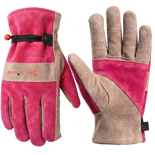 Miniatura 9 de Guantes de trabajo de cuero para hombres y mujeres – Resistente jardinería, patio, soldadura, construcción, agricultura, al aire libre, barbacoa