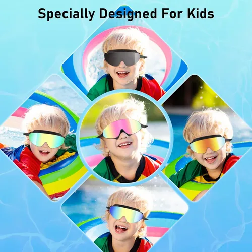 Miniatura 7 de Gafas de natación para niños, gafas de natación polarizadas para niños, visión amplia, antivaho sin fugas, gafas de natación para edades de 4 a 16