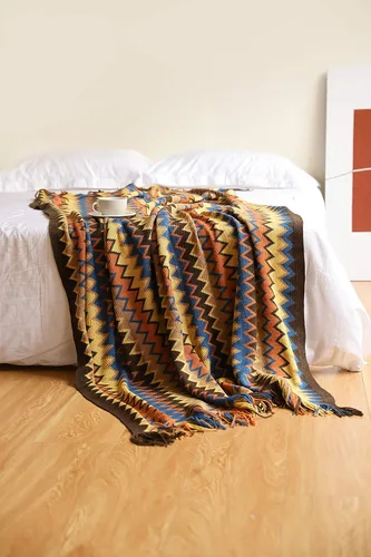 Miniatura 5 de Manta de punto texturizado con borlas de 51.1 x 94.5 pulgadas, a rayas para sofá, silla, cama, cama, ligera y suave