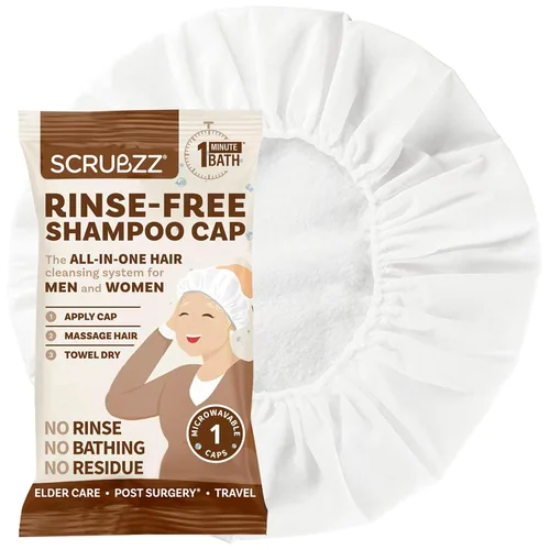 Scrubzz Gorro de Champú Sin Enjuague para Pacientes Ancianos y Postrados en Cama, Gorro de Champú Sin Enjuague para Postcirugía y Estancias
