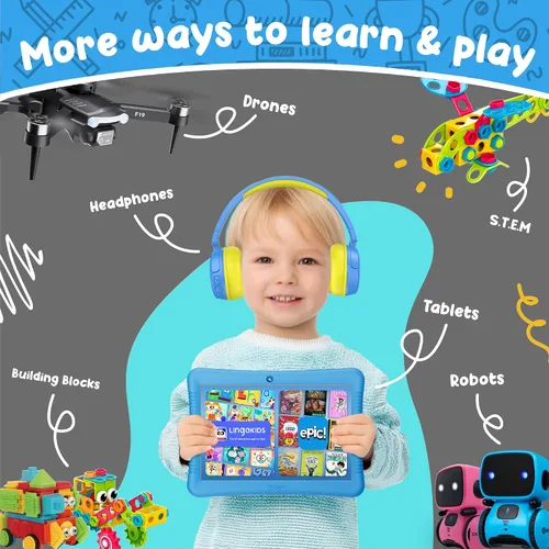 Miniatura 7 de Contixo Paquete de tableta para niños de 10 pulgadas con auriculares, tableta K103 para niños pequeños, más de 80 libros electrónicos y calcomanías
