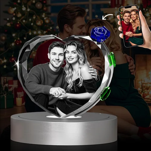 Miniatura 8 de QPCBEBY Foto de cristal 3D con rosa de cristal rojo, regalos personalizados para el día de la madre para mamá, esposa, mujer, ella, novia, pareja