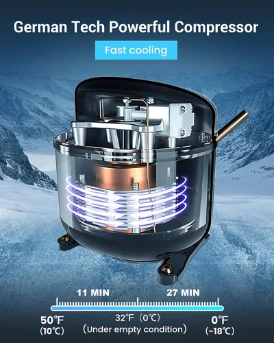 Miniatura 7 de Refrigerador portátil para automóvil, refrigerador de 12 voltios, diseño delgado, 0℉ ~ 50℉, enfriador eléctrico de 17 cuartos (16 L), enfriador