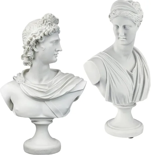 Miniatura 11 de Design Toscano PD72519 Busto escultórico de resina de mármol consolidado de Diana de Versalles, blanco