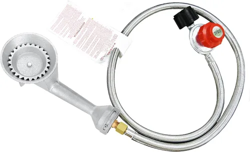 BESTFIRE Cabezal de quemador de propano de alta presión de hierro fundido, cabezal de quemador cónico con regulador de alta presión de propano