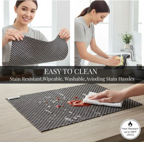 Miniatura 4 de Decozen Juego de 4 manteles individuales – Protector de mesa para decoración de cocina, resistente a los arañazos al calor, manteles individuales