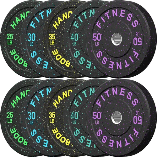 Miniatura 16 de HANDBODE Placas de Parachoques de 2 Pulgadas de Alto Rebote, Juego de Placas de Peso Olímpico 45/100/160/190/260/300lb, Juego de Placas