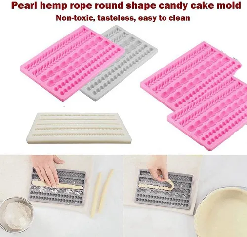 Miniatura 2 de 3D Pearl Knit Rope Molde de silicona Molde de fondant Molde de pastel Frontera Decoración Moldes Gumpaste Cocina DIY Hornear Decoración Pastel