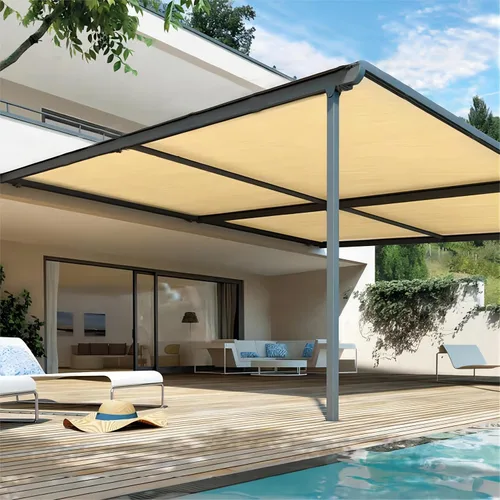 Miniatura 5 de Shatex - Toldo de tela con oscurecimiento del 90% de 1,83 m x 3,05 m con ojales para cubierta de pérgola y dosel, color trigo, 12 bolas elásticas