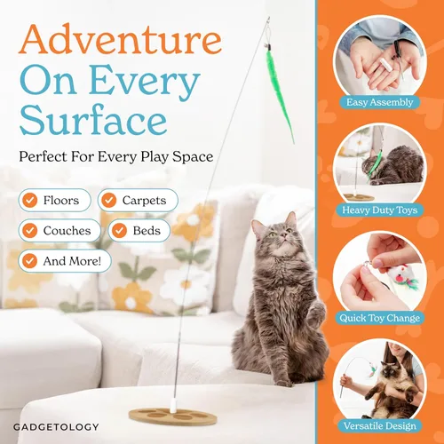 Miniatura 6 de 9 piezas Juguetes interactivos para gatos de interior Juguetes para gatos de interior con ventosa Juguetes para gatos de interior para caza de Base