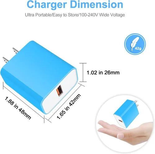 Miniatura 5 de Adaptador de enchufe USB de carga rápida adaptable para Samsung Galaxy S23 Ultra, A54, A34, A14, A04S, A23, A13, A03S, A53, S22, S21, S10, S9, S8