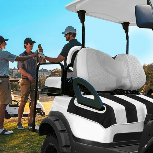 Miniatura 6 de YOKYHOM Fundas de asiento de carrito de golf para carritos de 2 y 4 pasajeros, manta suave de toalla de asiento que protege del calor, el frío