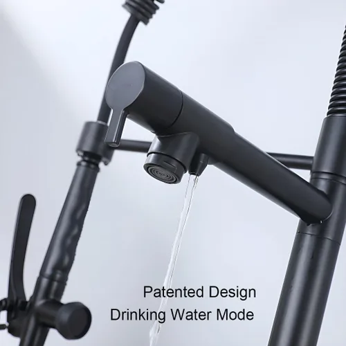 Miniatura 5 de Grifo de cocina, grifo de agua potable de 3 vías, grifo de cocina moderno con rociador extraíble, grifos de fregadero de cocina de doble asa, grifos