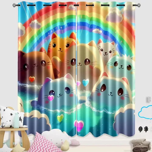 Miniatura 7 de Cortinas negras para dormitorio, decoración de habitación, cortinas opacas para ventana, juego de 2 paneles con estampado de niña africana morada