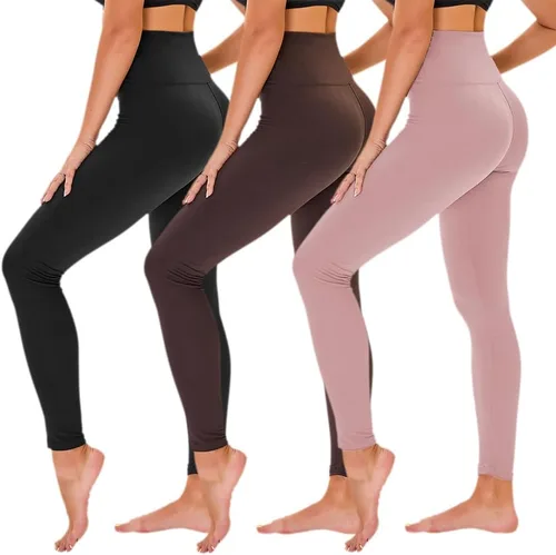 TNNZEET Paquete de 3 leggings negros para mujer, pantalones de yoga de entrenamiento de maternidad suaves de cintura alta