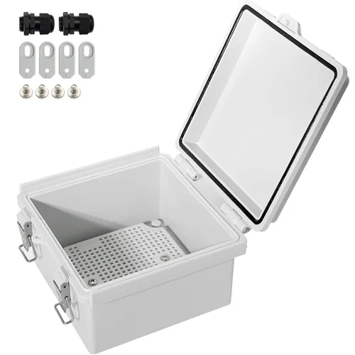 Miniatura 19 de MAKERELE Caja eléctrica impermeable pequeña al aire libre IP67 ABS caja de plástico con placa de montaje, cubierta gris con bisagras, soporte