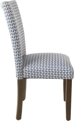 Miniatura 4 de Homepop Silla de comedor con detalles festoneados, sillas de comedor Parsons tapizadas, muebles decorativos para el hogar, tejido gris claro