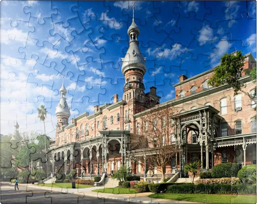 MyPuzzle Tampa Bay Hotel with Henry Plant Museum in Tampa On The Gulf Coast, Florida - Rompecabezas prémium de 100 piezas para adultos