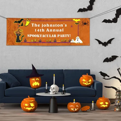 Miniatura 9 de Cartel personalizado de Feliz Halloween para fiesta, añade tu texto en la pancarta, decoraciones de Halloween personalizadas para interiores