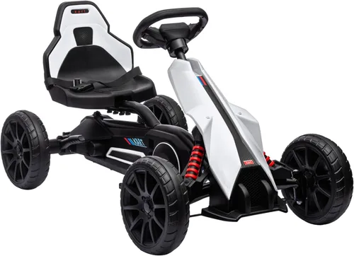 Aosom - Go Kart de pedales para niños, juguete de paseo al aire libre con asiento ajustable, eje oscilante, freno de mano, 4 ruedas EVA Blanco