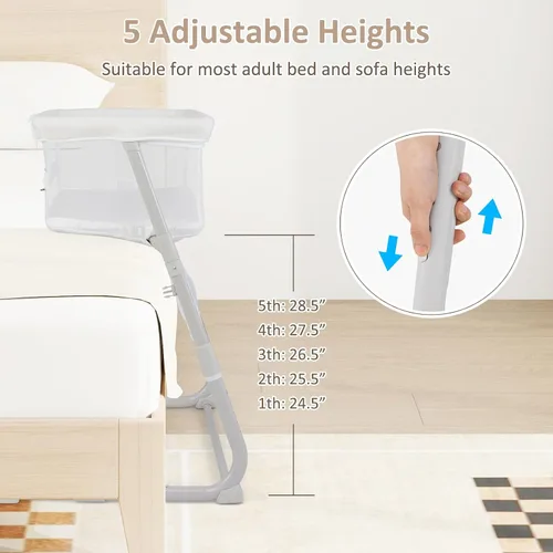 Miniatura 2 de INFANS Moisés sobre la cama para bebé, cama de noche con pared inferior para un fácil acceso, cierre seguro para dormir, altura ajustable, Blanco