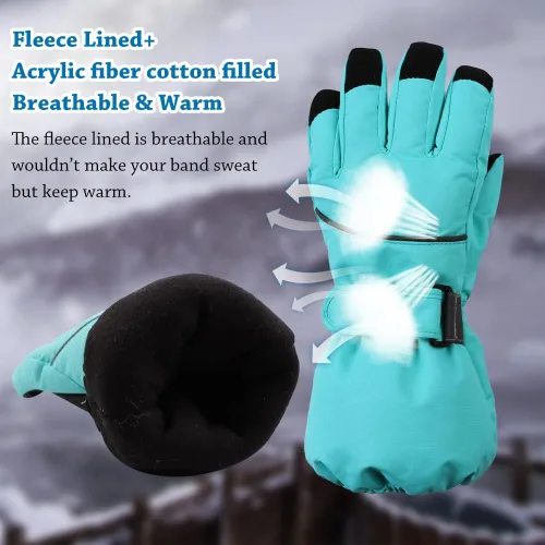 Miniatura 5 de JANGANNSA Guantes de esquí impermeables para niños, guantes de invierno transpirables para niños y niñas, forro Thinsulate, guantes de snowboard