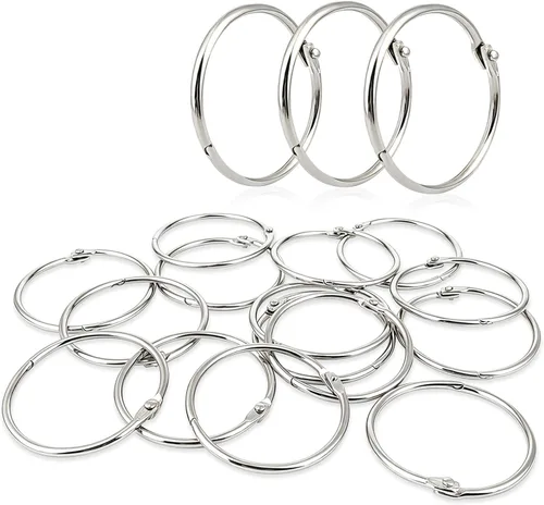 Miniatura 2 de KTOJOY 2 pulgadas (paquete de 15) anillos de libro de hojas sueltas, con metal niquelado para llaves y tarjetas de índice, para escuela, hogar u