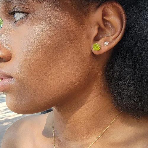 Miniatura 77 de Aretes de piedra preciosa natural en bruto con oro amarillo sobre plata de ley 925, 6 a 0.276 in, regalo de piedra de nacimiento de calidad genuina
